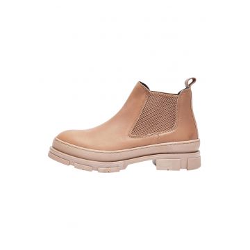 Ghete Chelsea de piele cu varf rotund