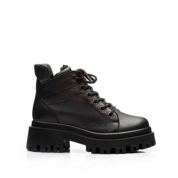 Ghete damă din piele naturală, Leofex - 408 Negru Box