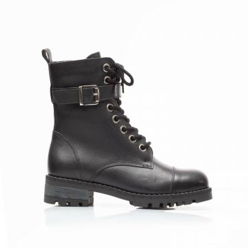 Ghete dama military din piele naturala, Leofex - 079 negru box