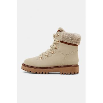 Ghete de piele ecologica cu detaliu de blana shearling sintetica