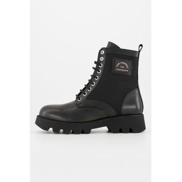 Ghete biker de piele cu insertii textile