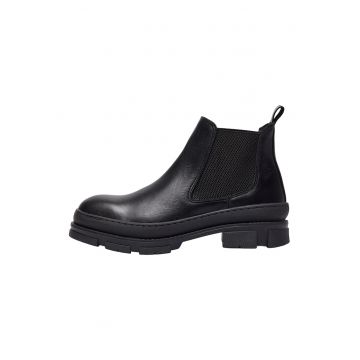 Ghete Chelsea de piele cu varf rotund