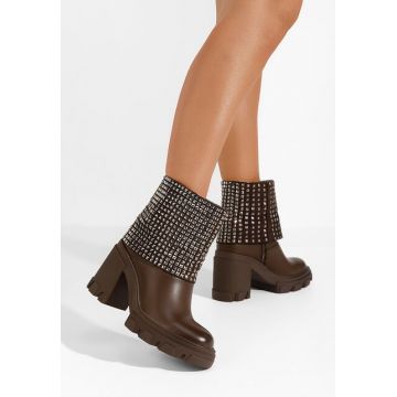 Cizme scurte dama bej Almasa