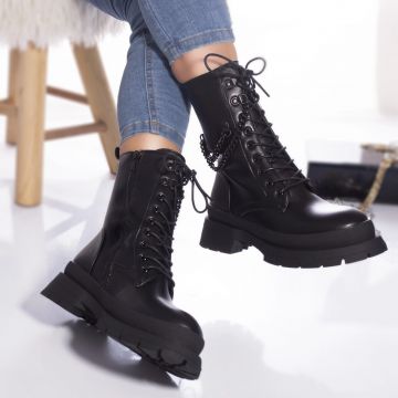 Ghete casual quirinala piele ecologica captusita negru