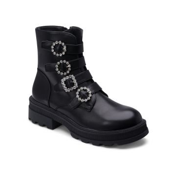 Ghete dama cu catarame elegante Negre Casandra Marimea 40