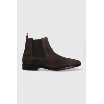 BOSS botine din piele intoarsa Colby barbati, culoarea maro, 50498482