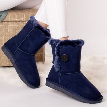 Ghete dama piele naturala yara bleumarin imblanite