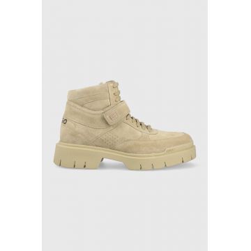 HUGO pantofi de piele intoarsa Denzel barbati, culoarea bej, 50497791