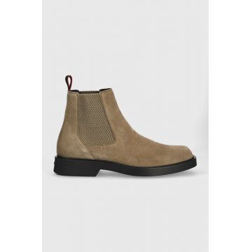 HUGO pantofi de piele intoarsa Iker barbati, culoarea bej, 50497807
