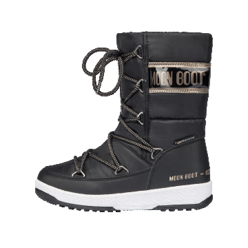MOON BOOT JR G.QUILTED WP BLACK/COPPER