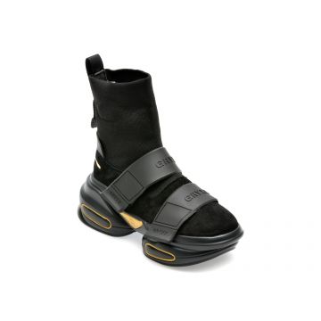 Ghete GRYXX negre, 201272B, din piele intoarsa si material textil
