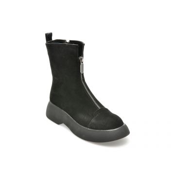 Ghete OFFLINE negre, JI30126, din piele intoarsa
