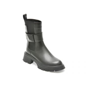 Ghete OFFLINE negre, JZ30019, din piele naturala