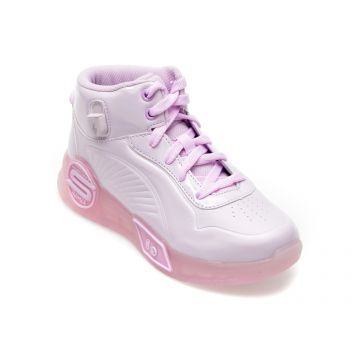 Ghete SKECHERS mov, S-LIGHTS REMIX, din piele ecologica