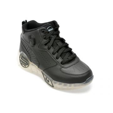 Ghete SKECHERS negre, S-LIGHTS REMIX, din piele ecologica