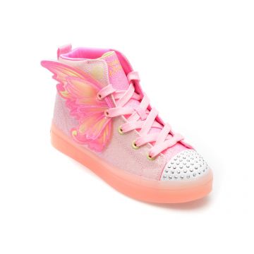 Ghete SKECHERS roz, TWI-LITES, din piele ecologica
