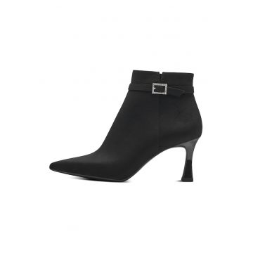 Botine din piele intoarsa ecologica cu varf ascutit