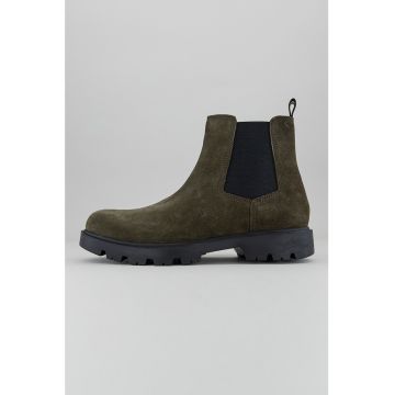 Ghete Chelsea de piele intoarsa cu segmente din material texil
