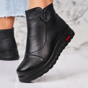 Ghete Dama Imblanite Negre din Piele Ecologica Tiahna