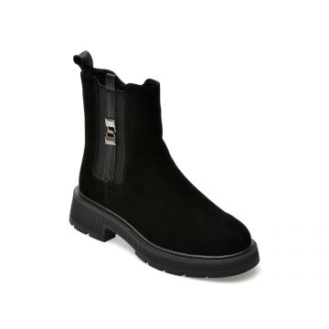 Ghete IMAGE negre, BJ30027, din piele intoarsa