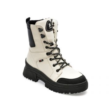 Ghete RIEKER alb-negru, W0374, din piele naturala