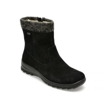 Ghete RIEKER negre, L7165, din piele intoarsa