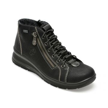 Ghete RIEKER negre, L7751, din piele ecologica