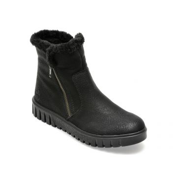 Ghete RIEKER negre, Y3481, din piele ecologica