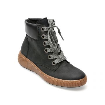Ghete RIEKER negre, Z6631, din piele ecologica