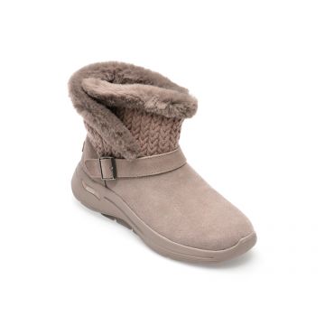 Ghete SKECHERS gri, GO WALK ARCH FIT BOOT, din piele intoarsa