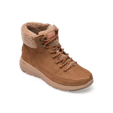 Ghete SKECHERS maro, GLACIAL ULTRA, din piele intoarsa