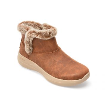 Ghete SKECHERS maro, GO WALK STABILITY BOOT, din piele ecologica