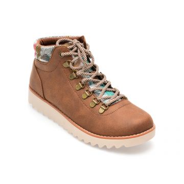 Ghete SKECHERS maro, MOUNTAIN KISS, din piele ecologica