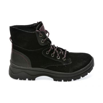 Ghete SKECHERS negre, BOBS BROADIES, din piele intoarsa