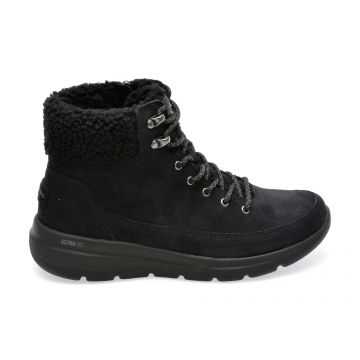 Ghete SKECHERS negre, GLACIAL ULTRA, din piele intoarsa