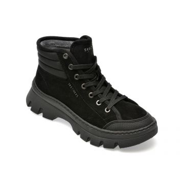 Ghete SKECHERS negre, ROADIES SURGE, din piele intoarsa