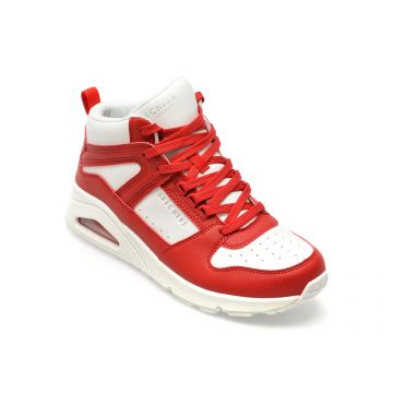 Ghete SKECHERS rosii, UNO, din piele ecologica
