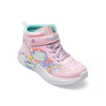 Ghete SKECHERS roz, UNICORN DREAMS2332L, din piele ecologica si material textil