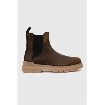 HUGO ghete chelsea de piele Ryan barbati, culoarea maro, 50503922