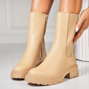 Ghete Dama Imblanite Kaki din Piele Ecologica Stiora