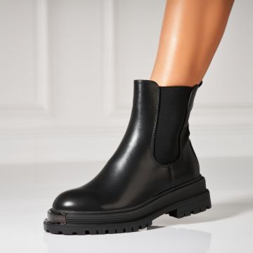 Ghete Dama Imblanite Negre din Piele Ecologica Karolyn