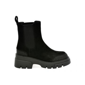 Ghete EPICA negre, 2626N, din piele intoarsa