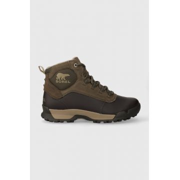 Sorel ghete de piele BUXTON LITE LACE WP barbati, culoarea verde, 2047401245
