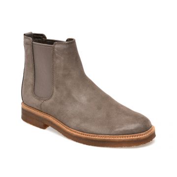 Ghete CLARKS gri, CLAREAS, din piele intoarsa