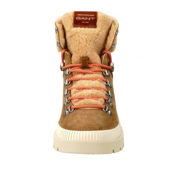 Ghete de piele intoarsa cu insertii de blana shearling sintetica