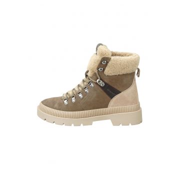 Ghete de piele intoarsa cu insertii de blana shearling sintetica