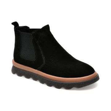 Ghete OTTER negre, 7182, din piele intoarsa