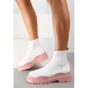 Botine Alb cu Roz