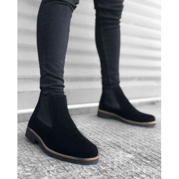 Ghete barbati piele intoarsa neagra eco 12207