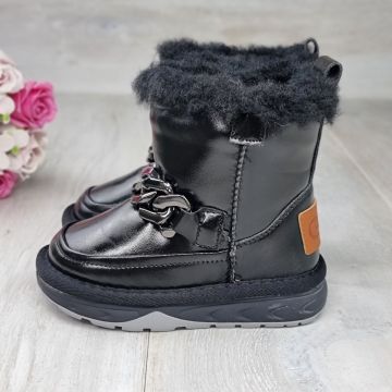 Ghete Copii Tip UGG Negre Cu Fermoar Paroma